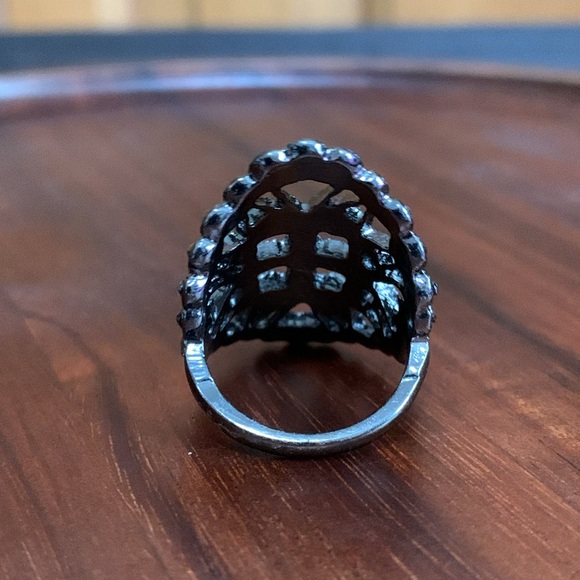 Black ring with black stones size 7 - Picture 3 of 6